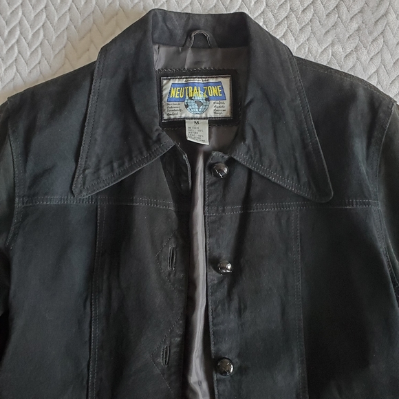 Vintage 90's Neutral Zone Black Suede Button Up Jacket Size Medium - Picture 5 of 16